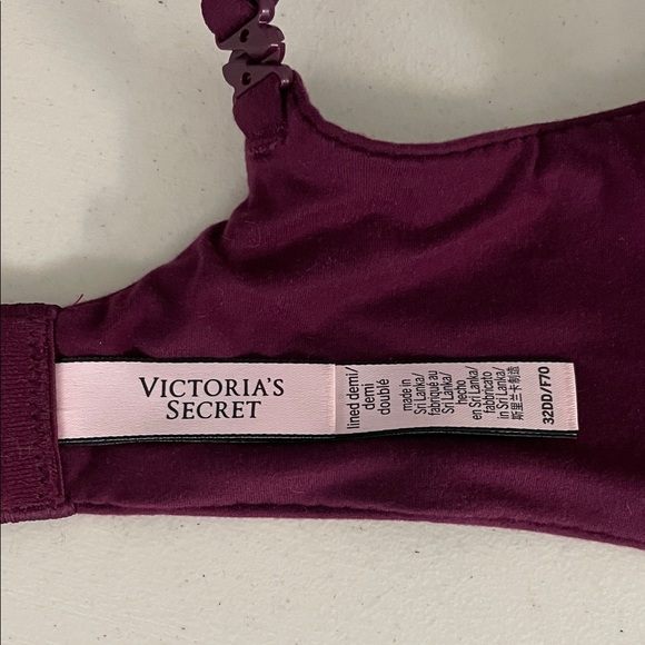 Victoria’s Secret Body by Victoria Lined Demi Bra Size 32DD Maroon Lace Beige - Picture 2 of 8